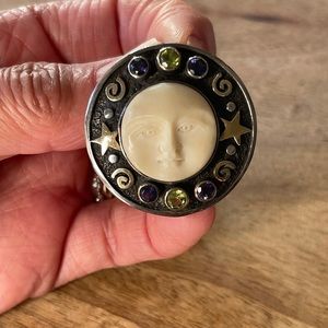 Sterling Silver Moon Face Pin/Brooch